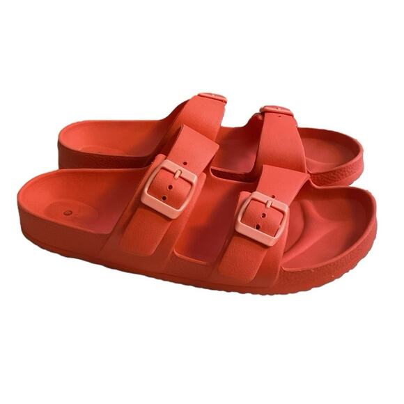 Shade & Shore Women's Neida EVA Two Band Footbed Slide Sandals Size 11 Orange - Picture 1 of 6